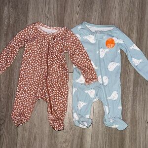 Carter's Kids One Piece Pajamas - Brown and Blue